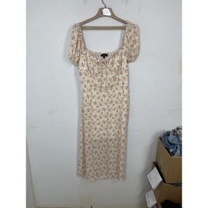 Trixxi Womens Dress Large Floral Milkmaid Puff Sleeve Smocked Cottage Y2K